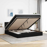 Otomanski krevet s madracem i LED crni 160x200cm tkanine