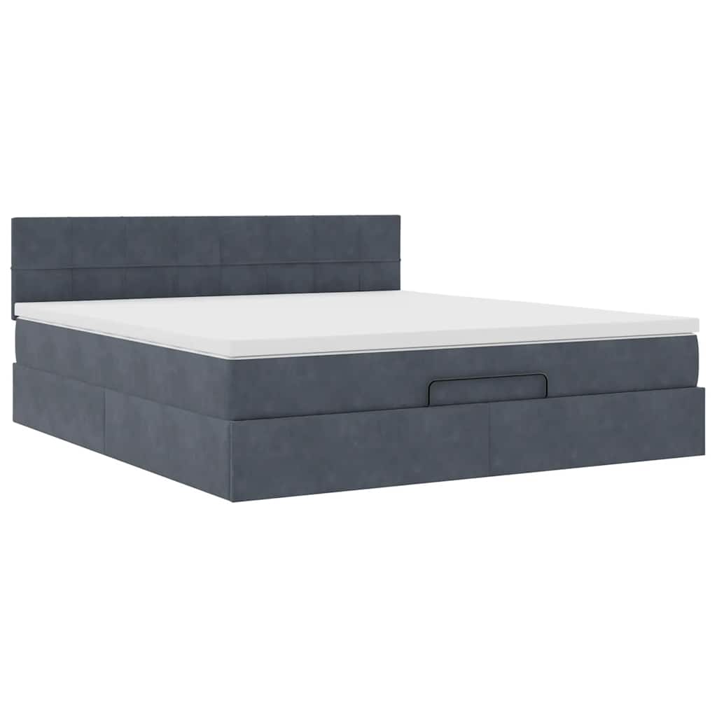 Otomanski krevet s madracem&LED tamnosivi 180x200cm baršunasti