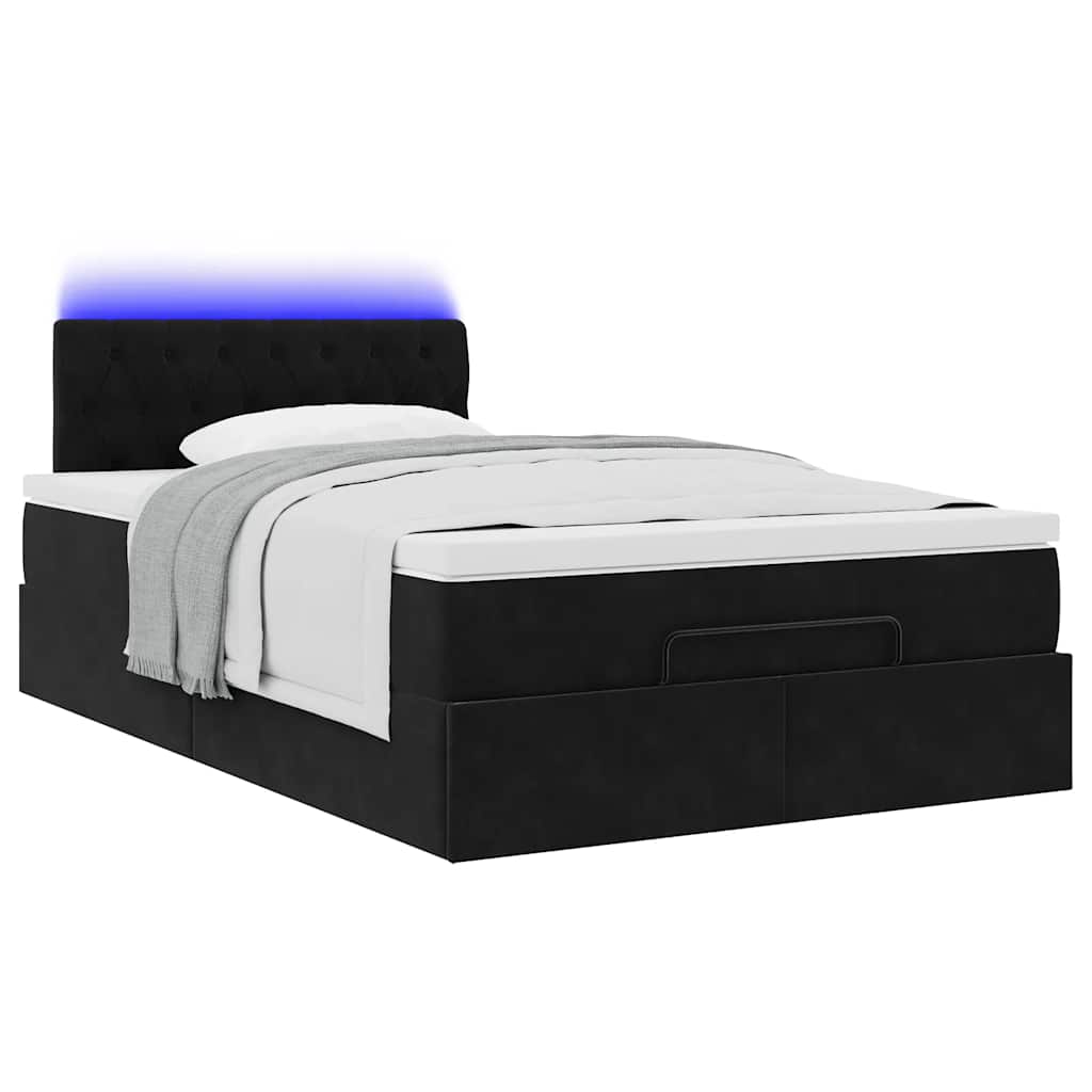 Otomanski krevet s madracem&LED crni 120x200cm baršunasti
