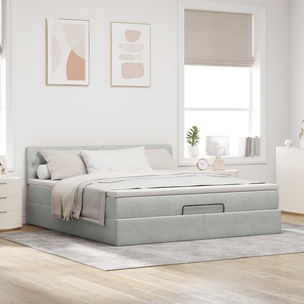 Otomanski krevet s madracem i LED 160x200 cm baršunasti