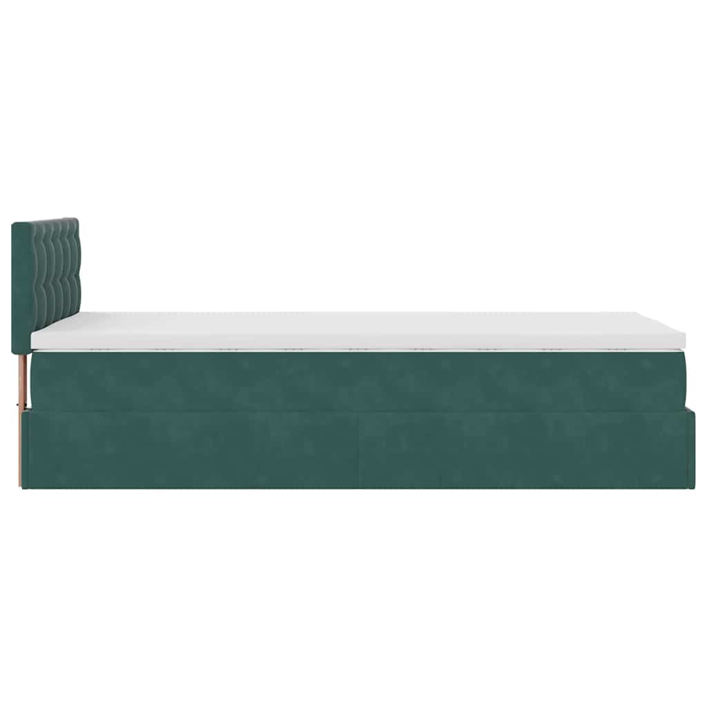 Otomanski krevet s madracem i LED tamnozeleni 90x200 cm baršun