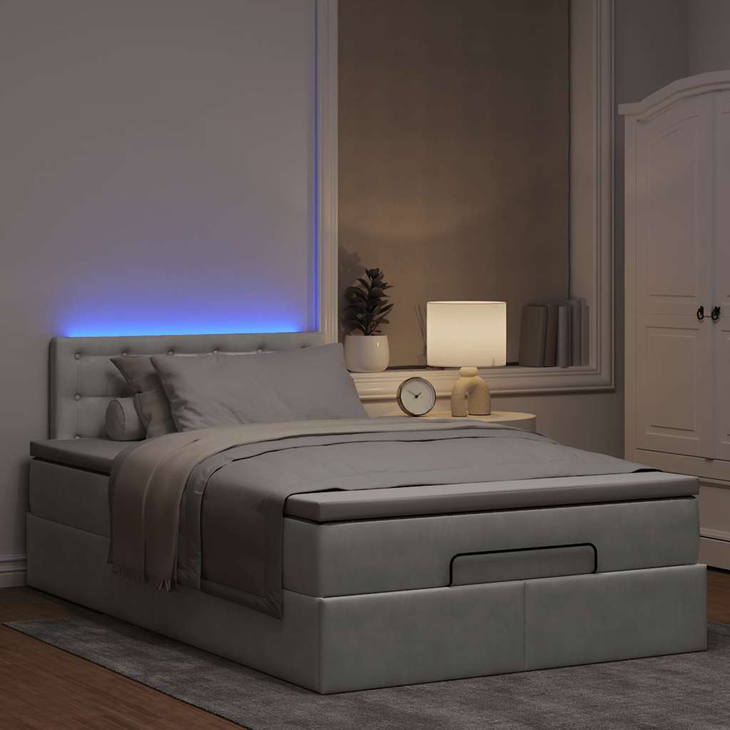 Otomanski krevet s madracem i LED svijetlosivi 120x190cm baršun