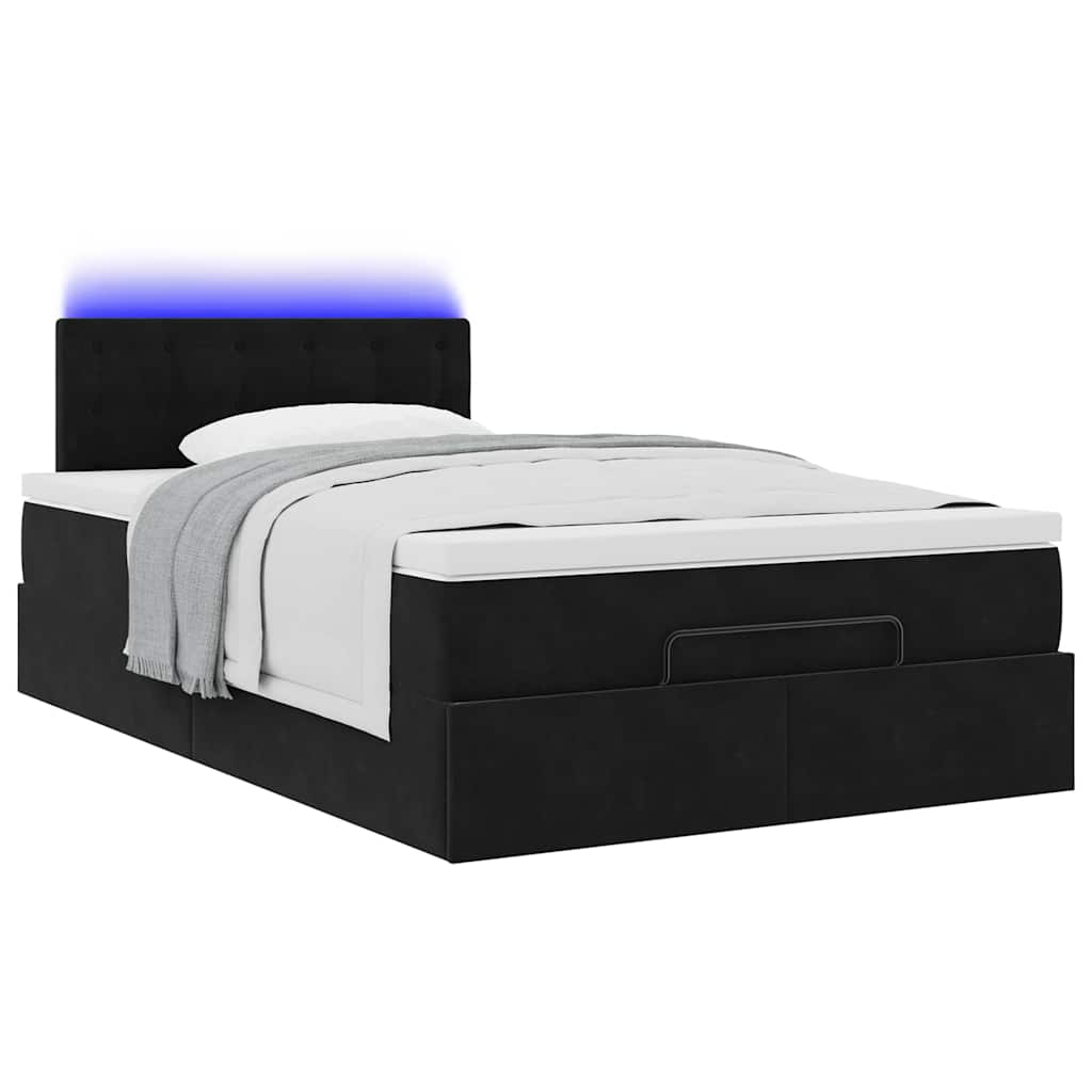 Otomanski krevet s madracem&LED crni 120x200cm baršunasti