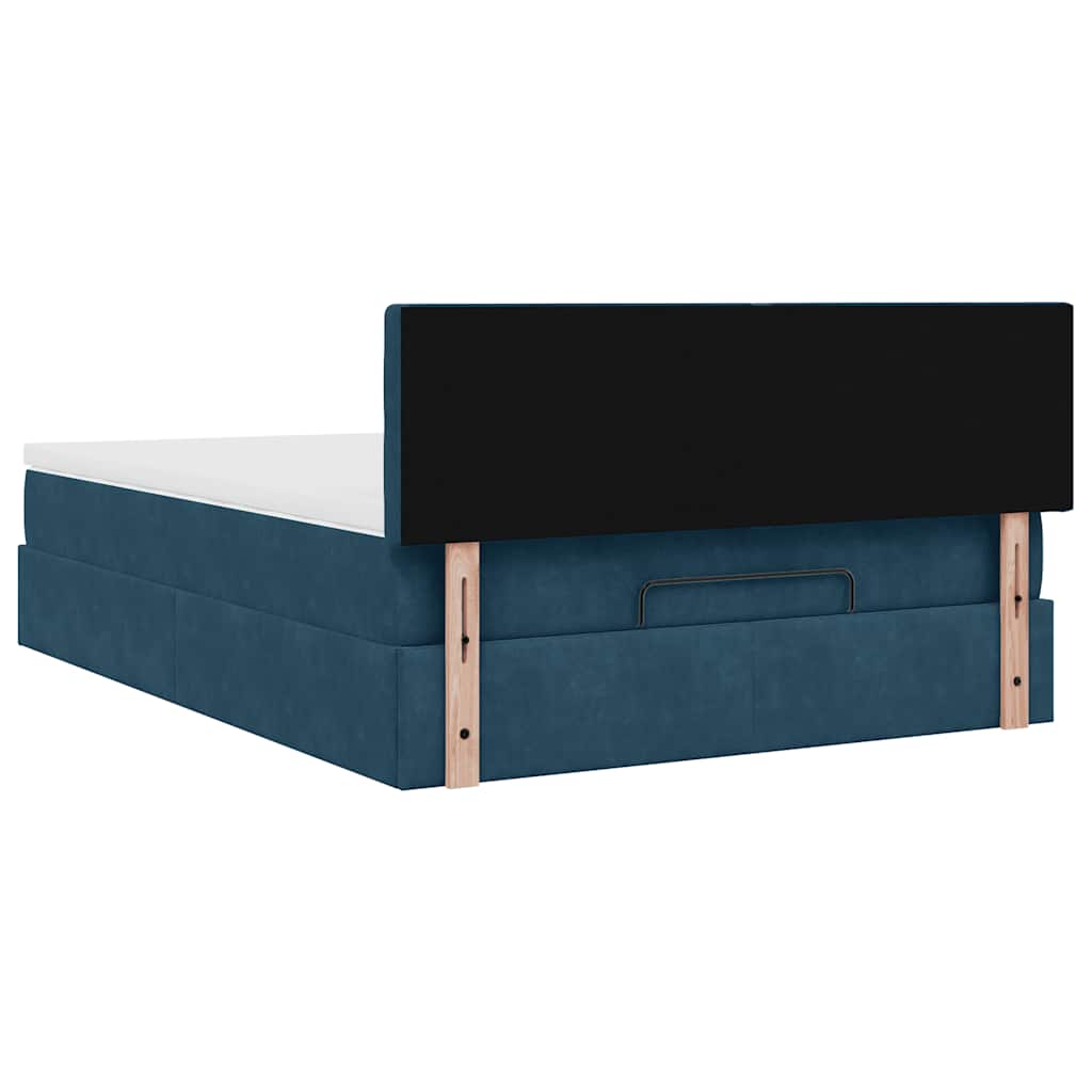 Otomanski krevet s madracem&LED tamnoplavi 140x190cm baršunasti