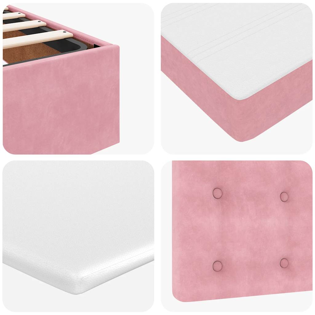 Otomanski krevet s madracem i LED diodama ružičasti baršun
