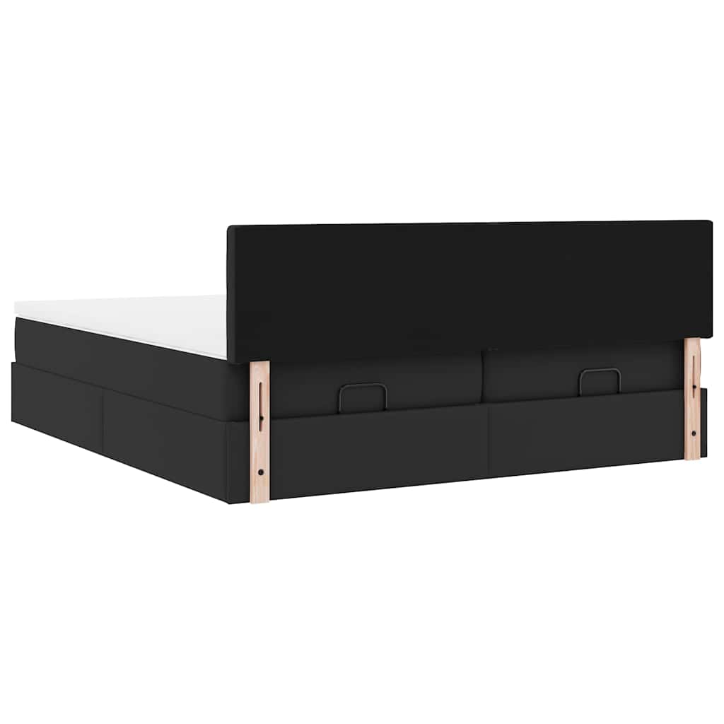 Otomanski krevet s madracima i LED crni 180x200 cm umjetna koža