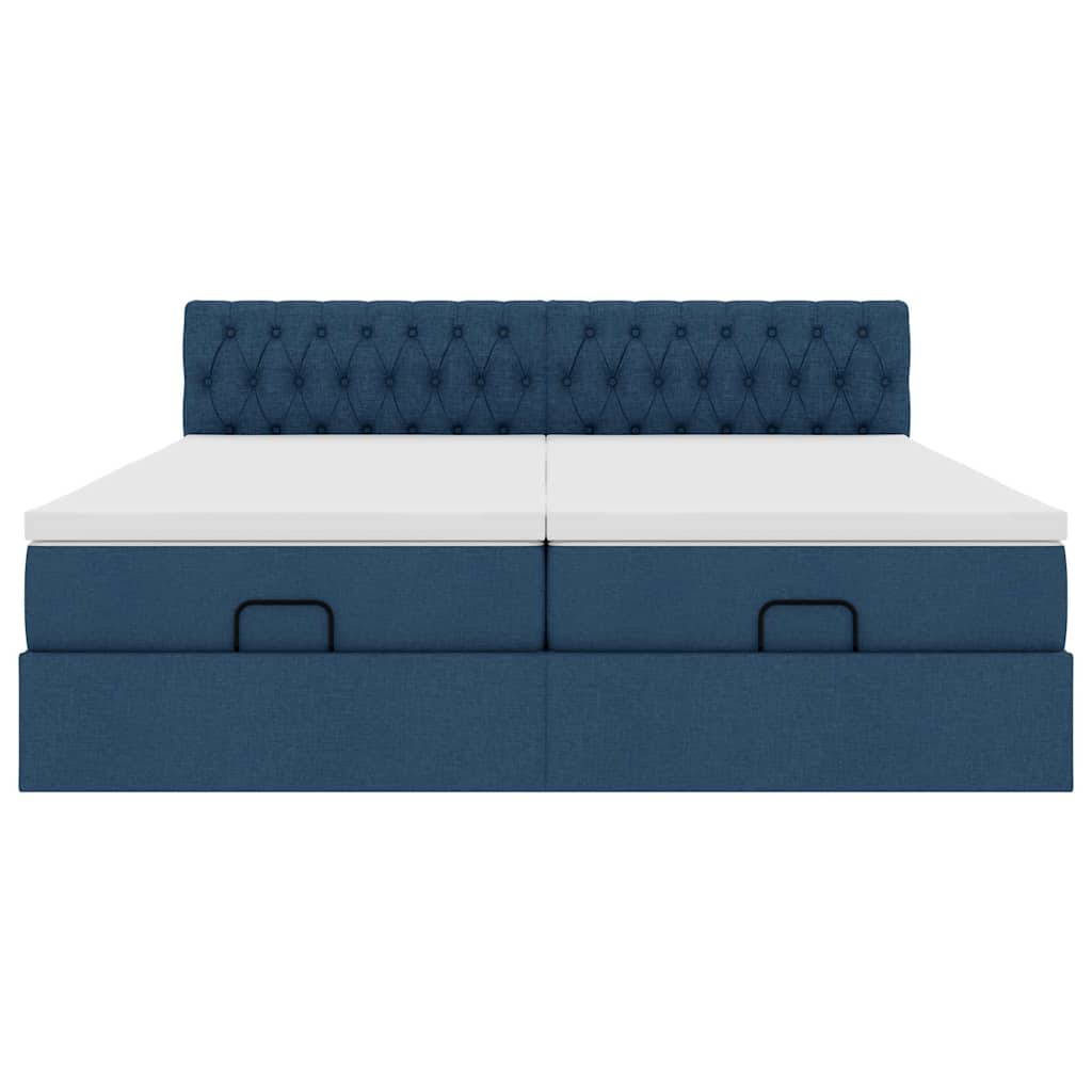 Ottoman krevet s madracima i LED diodama plavi 160x200 cm tkanina