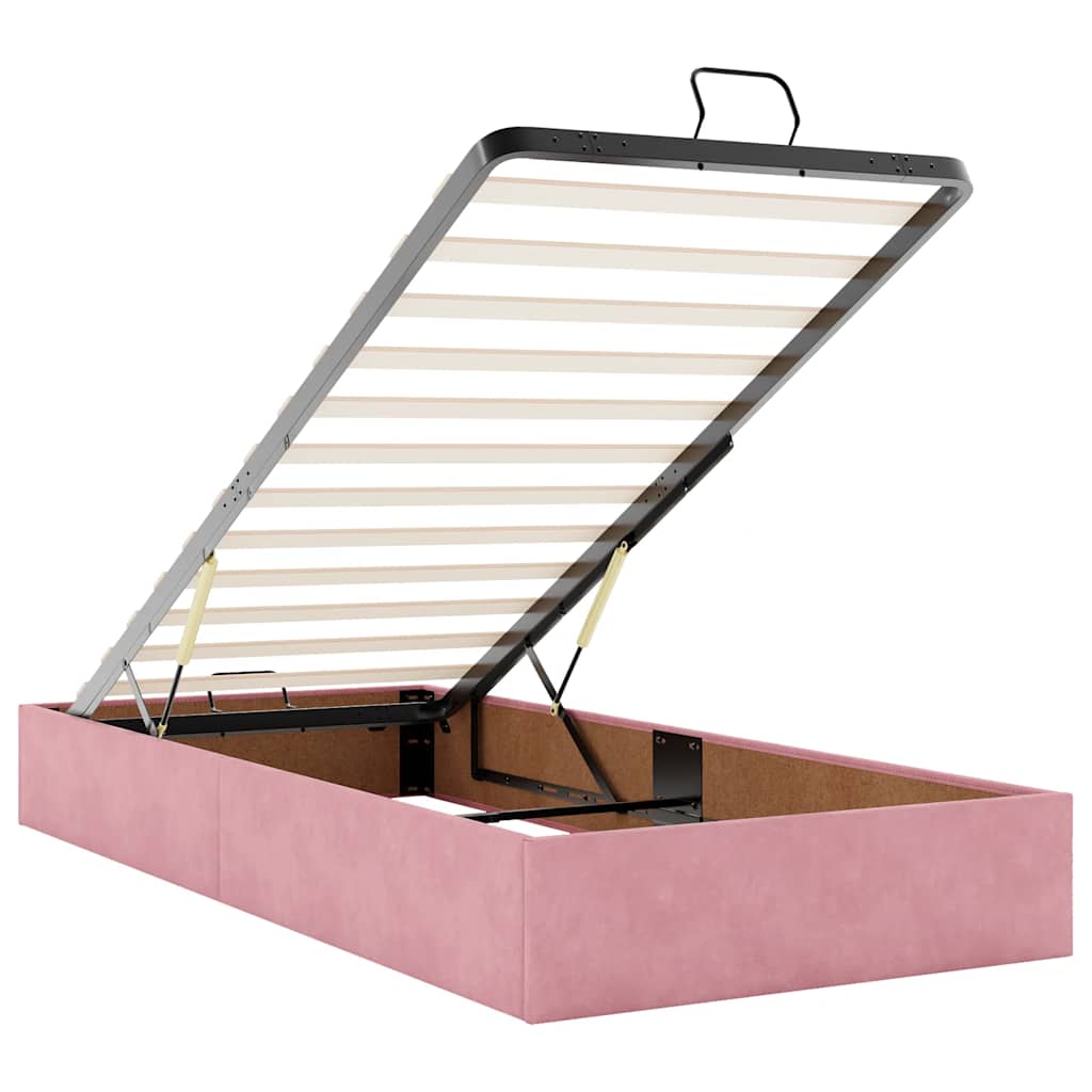Okvir kreveta s madracima ružičasti 160x200cm baršunasti