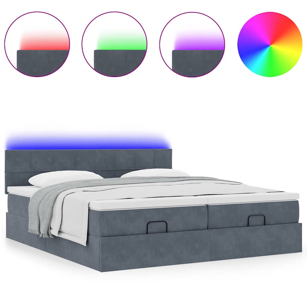 Okvir kreveta s madracima tamnosivi 200x200cm baršunasti
