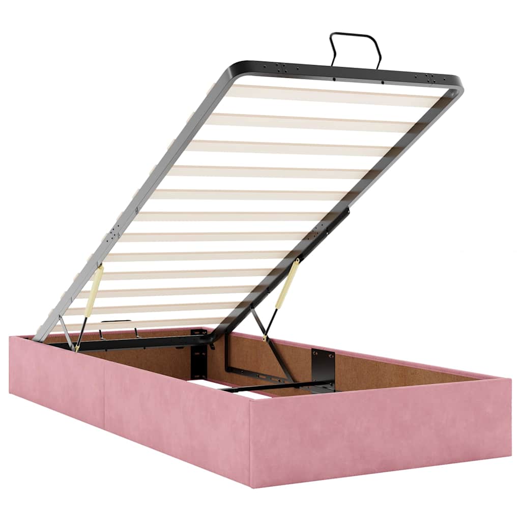 Okvir kreveta s madracima ružičasti 160x200cm baršunasti