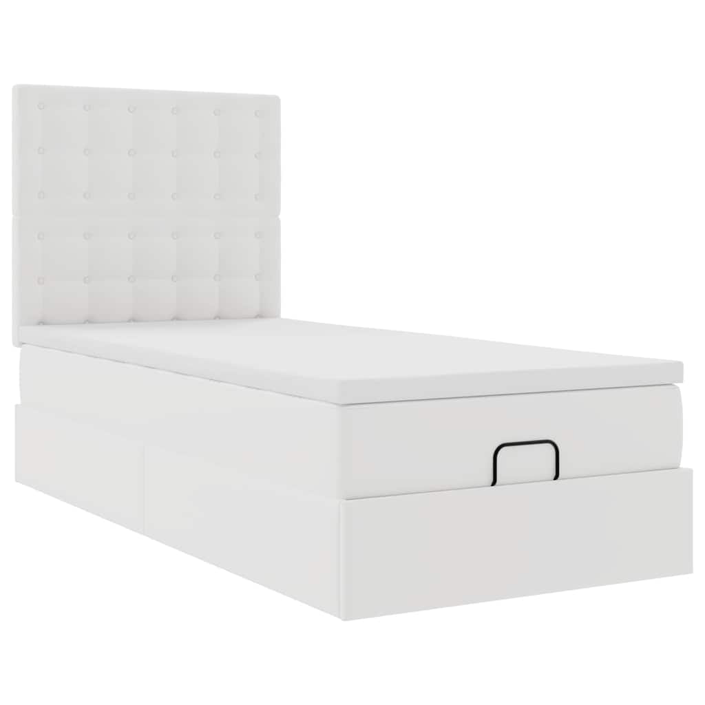 Otomanski krevet s madracem bijeli 80x200cm umjetna koža