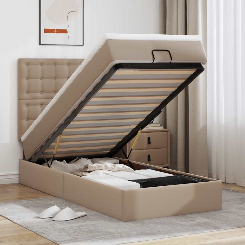 Otomanski krevet s madracem cappuccina 90x200cm umjetna koža