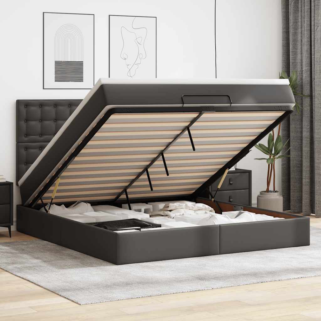 Otomanski okvir kreveta s madracem crni 180x200cm umjetna koža