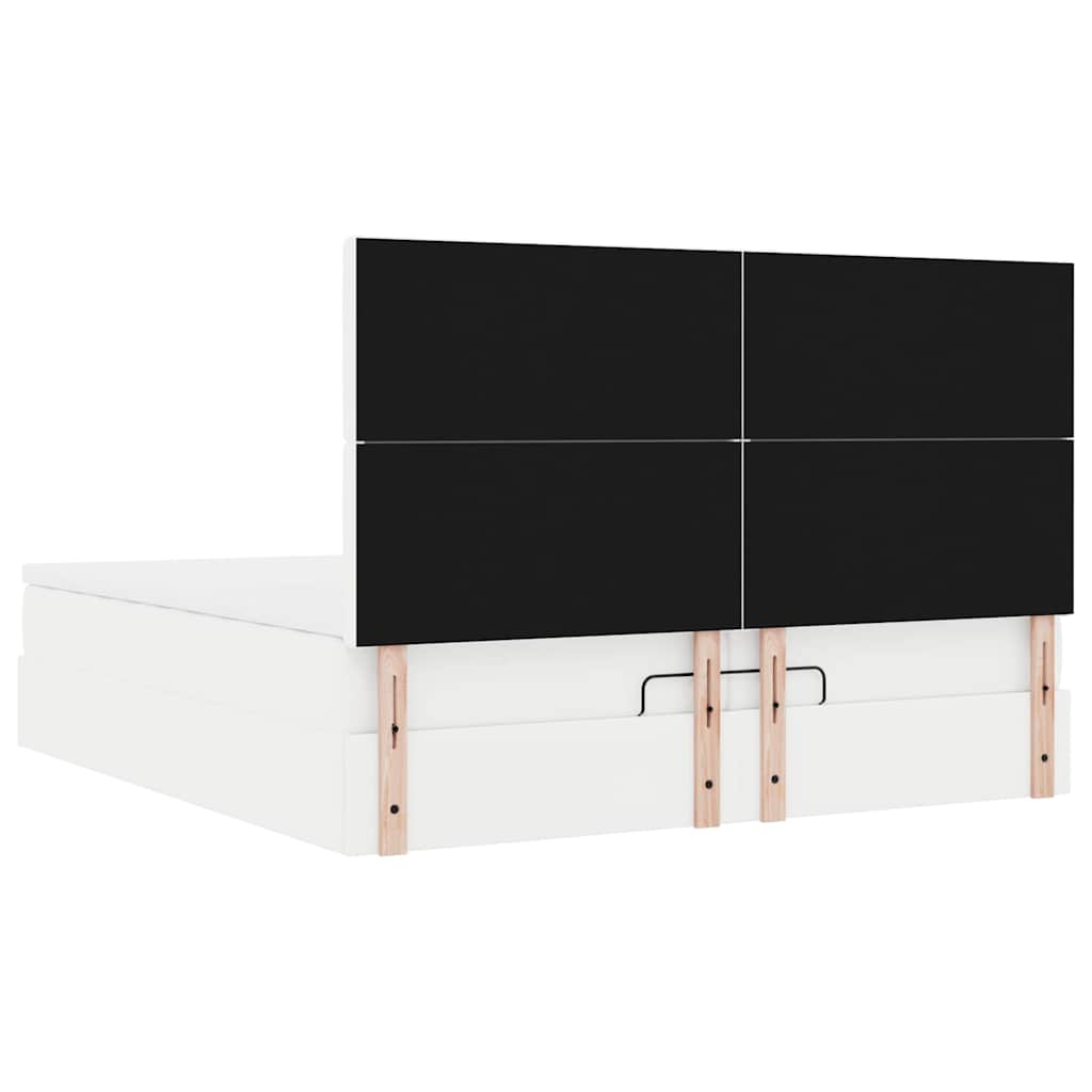 Okvir kreveta s madracima bijela 200x200 cm umjetna koža
