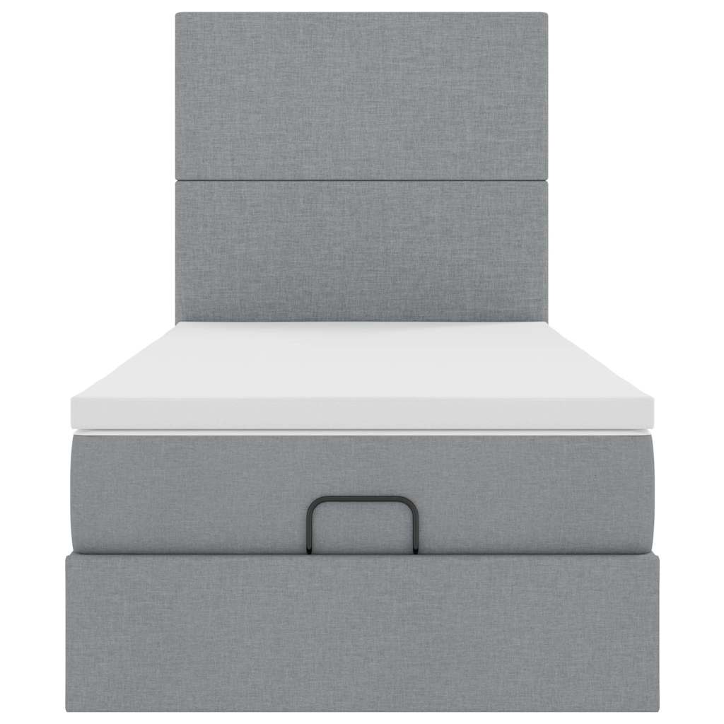 Otomanski okvir kreveta s madraca svijetlosivi 80x200cm tkanine