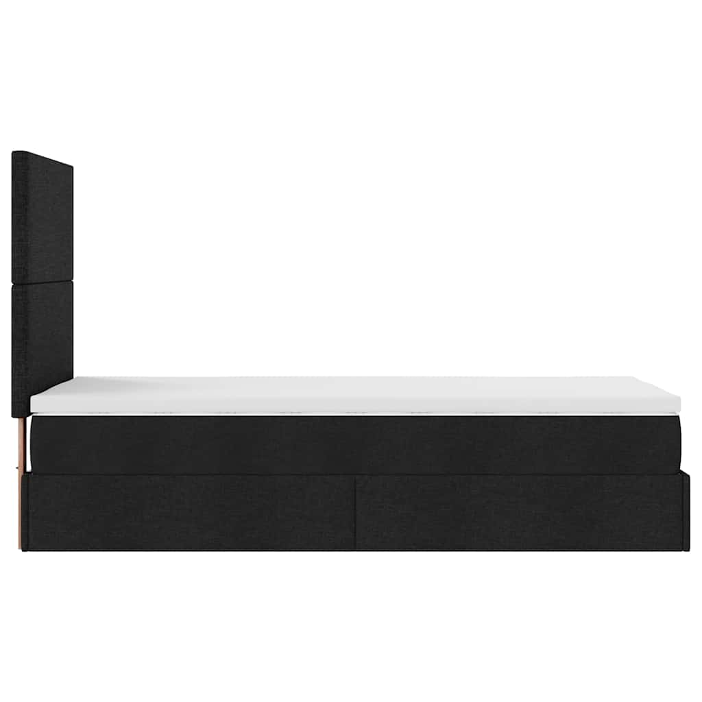 Otomanski okvir kreveta s madraca crni 80x200cm od tkanine