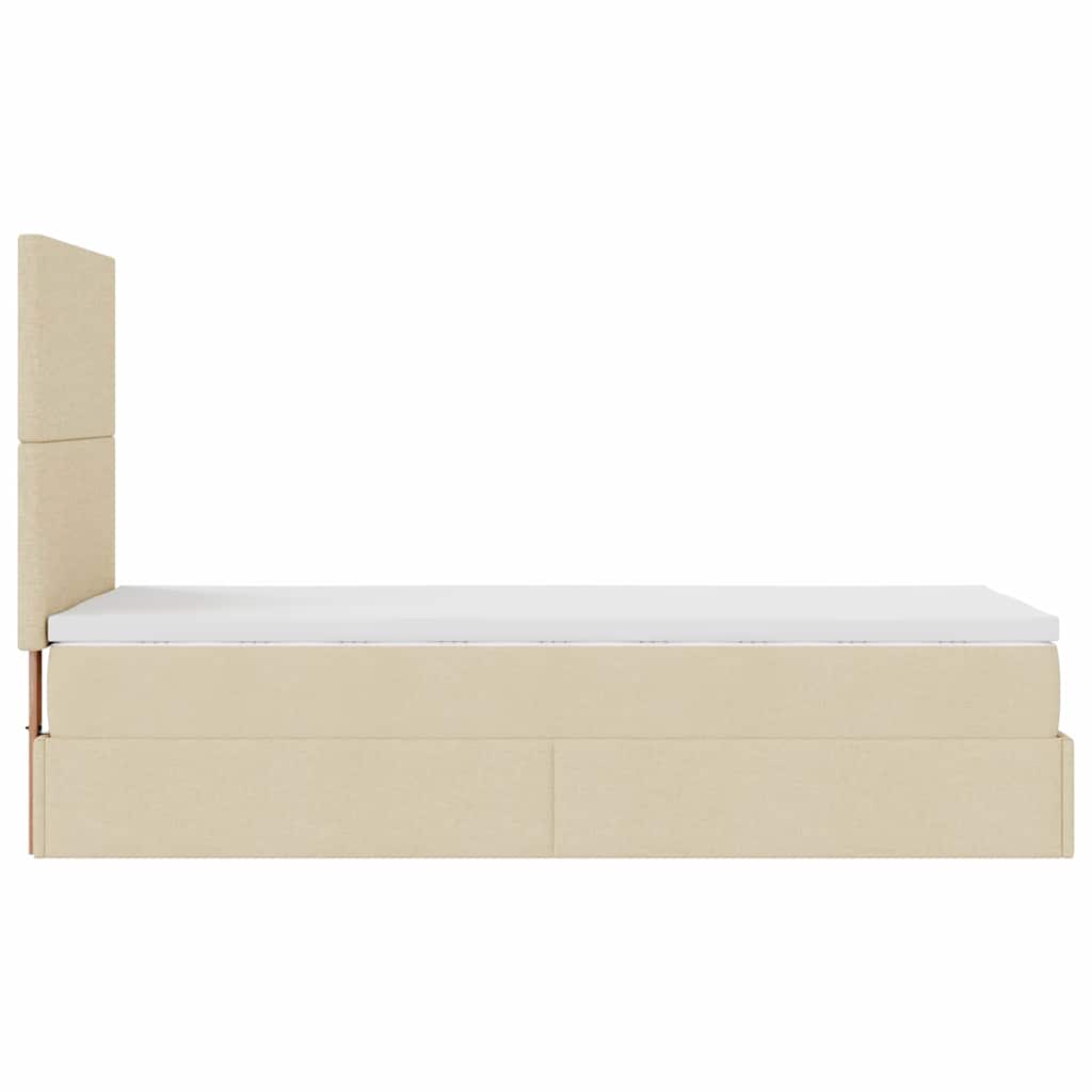 Otomanski krevet s madracem krem 90x200 cm tkanine