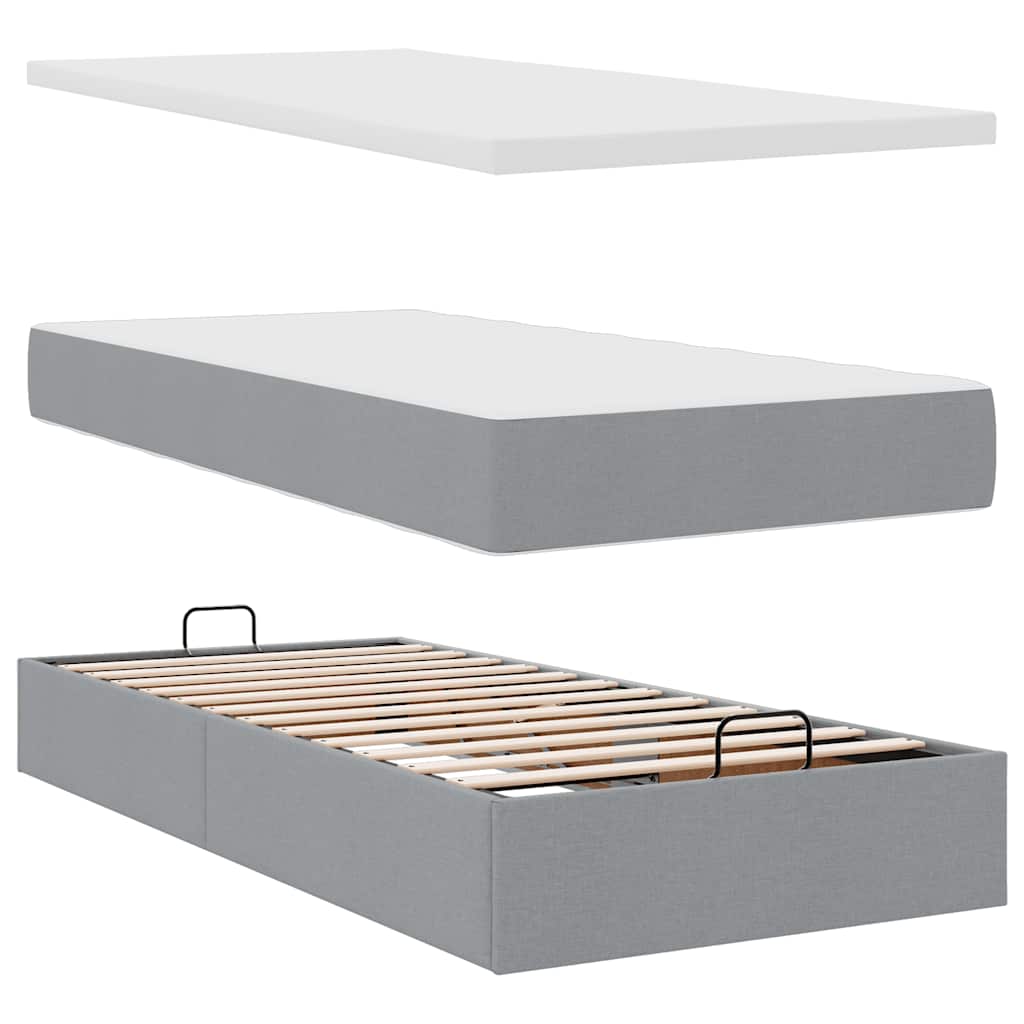 Otomanski krevet s madracem svijetlosivi 100x200 cm tkanine
