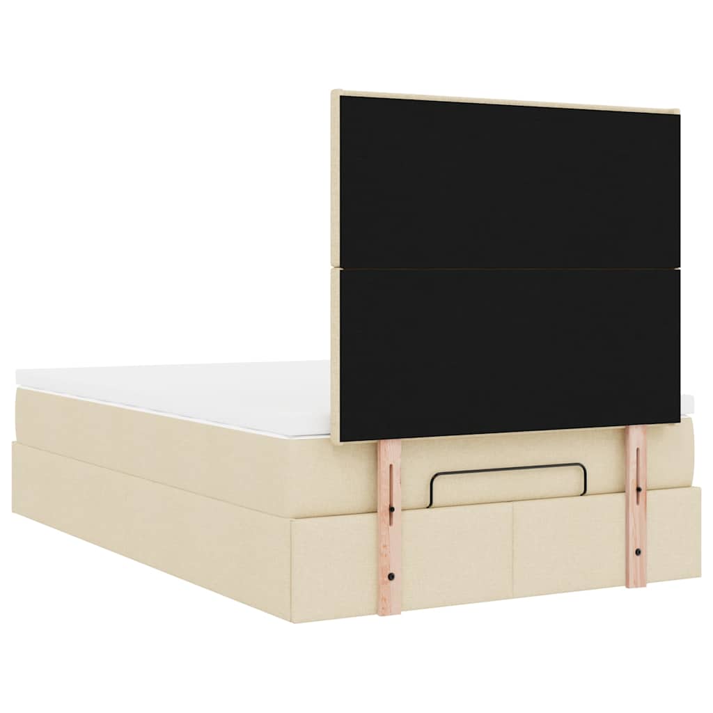 Otomanski okvir kreveta s madracem krem 120x200cm od tkanine