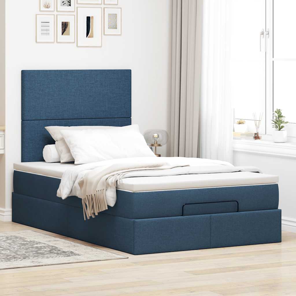 Otomanski krevet s madracem plavi 120x200 cm tkanine