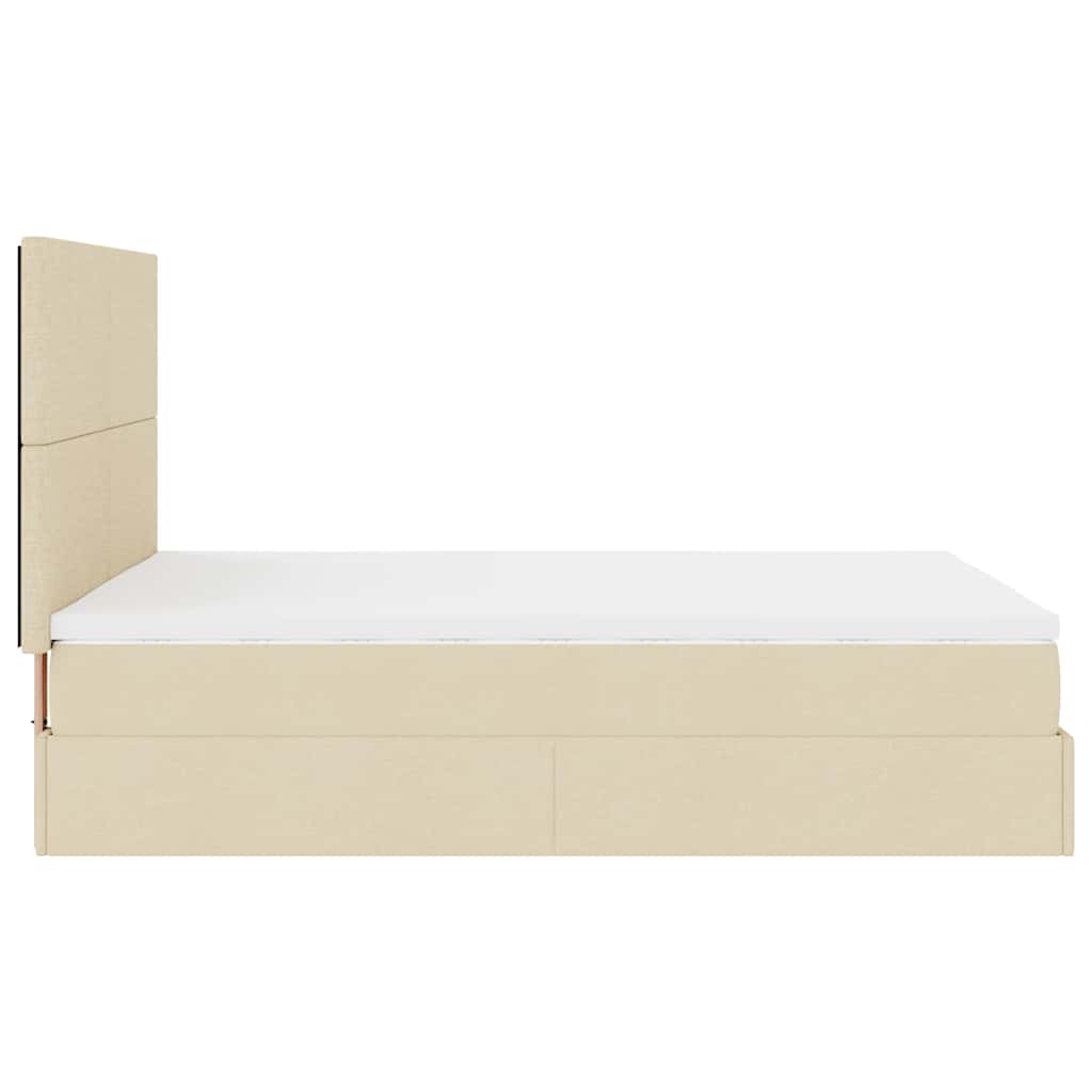 Otomanski krevet s madracem krem 140x190cm od tkanine