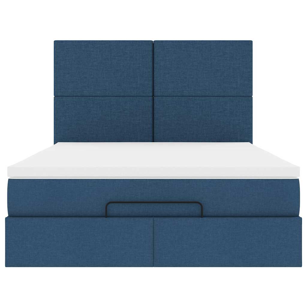 Otomanski krevet s madracem plavi 140x190cm od tkanine