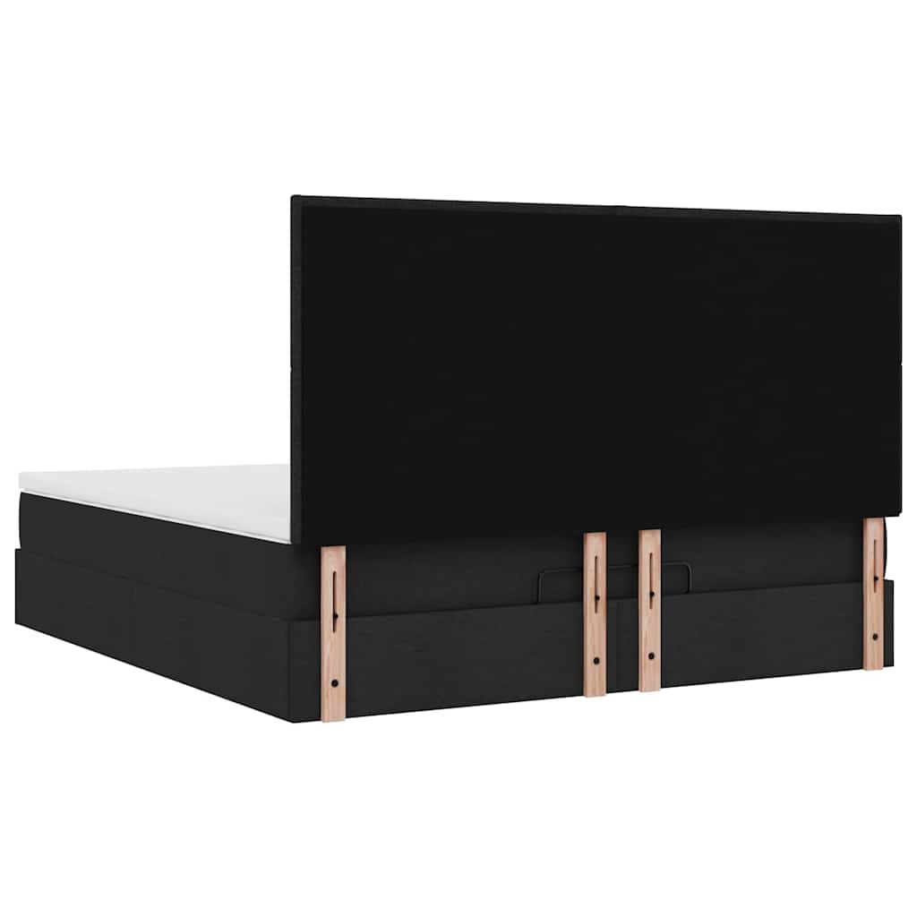 Otomanski krevet s madracem crni 180x200cm od tkanine