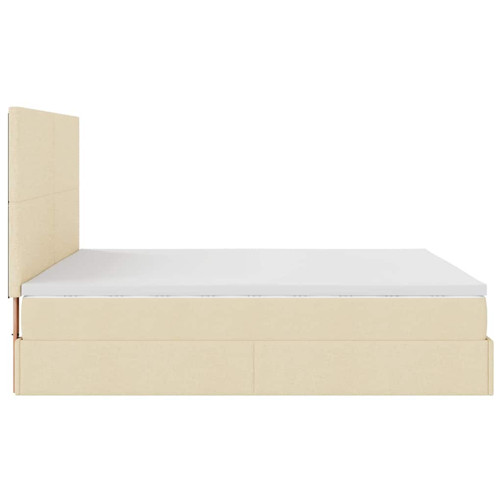 Otomanski krevet s madracem krem 180x200cm od tkanine