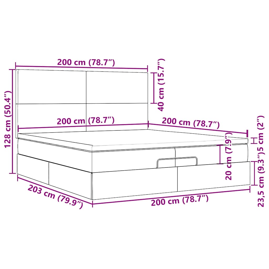 Okvir kreveta s madracima tamnosmeđi 200x200cm tkanine