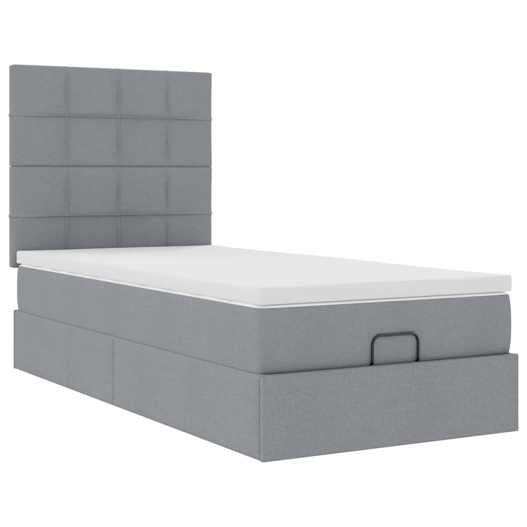 Otomanski krevet s madracem svijetlosivi 90x200 cm tkanine