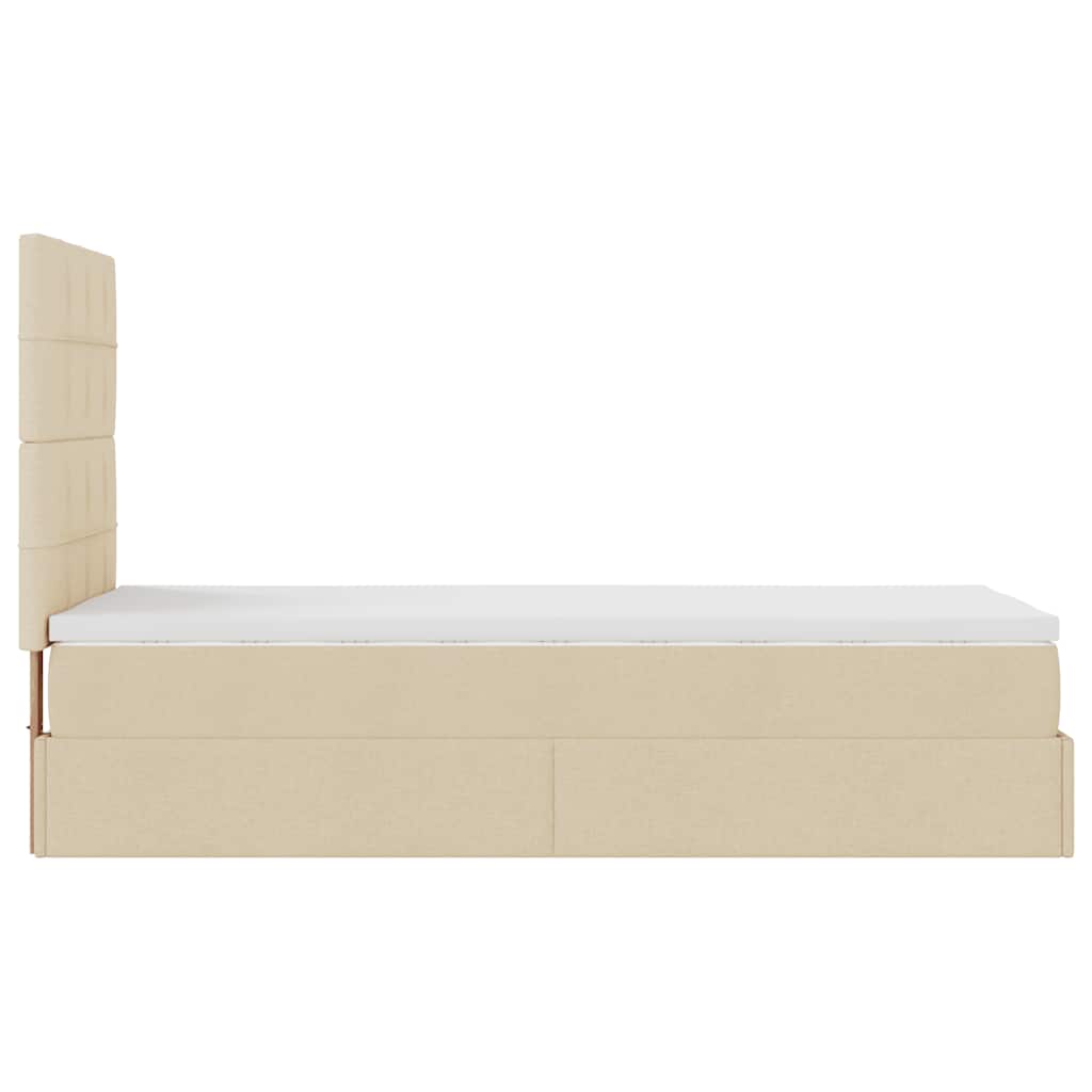 Otomanski krevet s madracem krem 100x200 cm tkanine