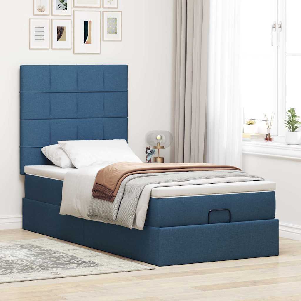 Otomanski krevet s madracem plavi 100x200 cm tkanine