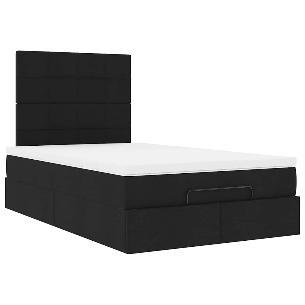 Otomanski krevet s madracem crni 120x190 cm tkanine