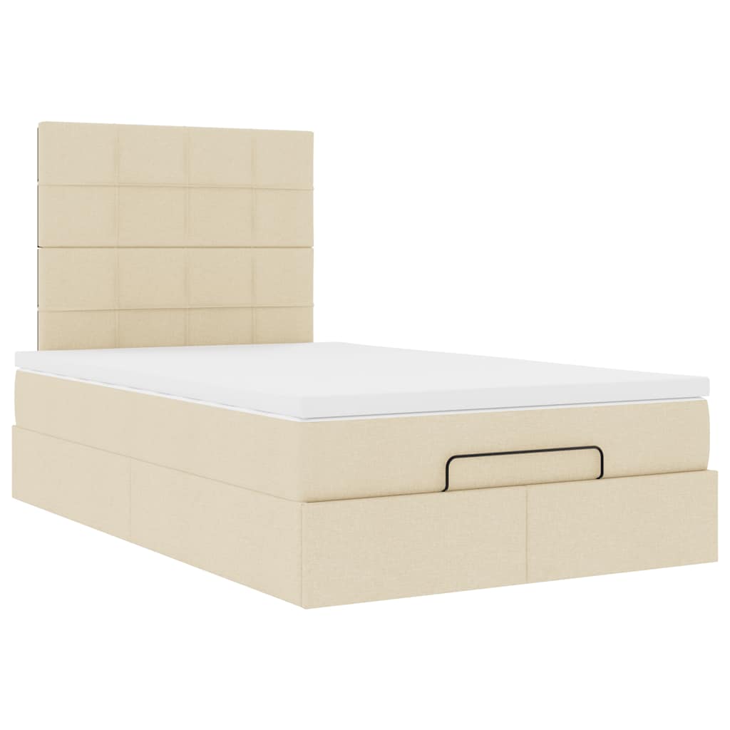 Otomanski okvir kreveta s madraca krem 120x190 cm od tkanine