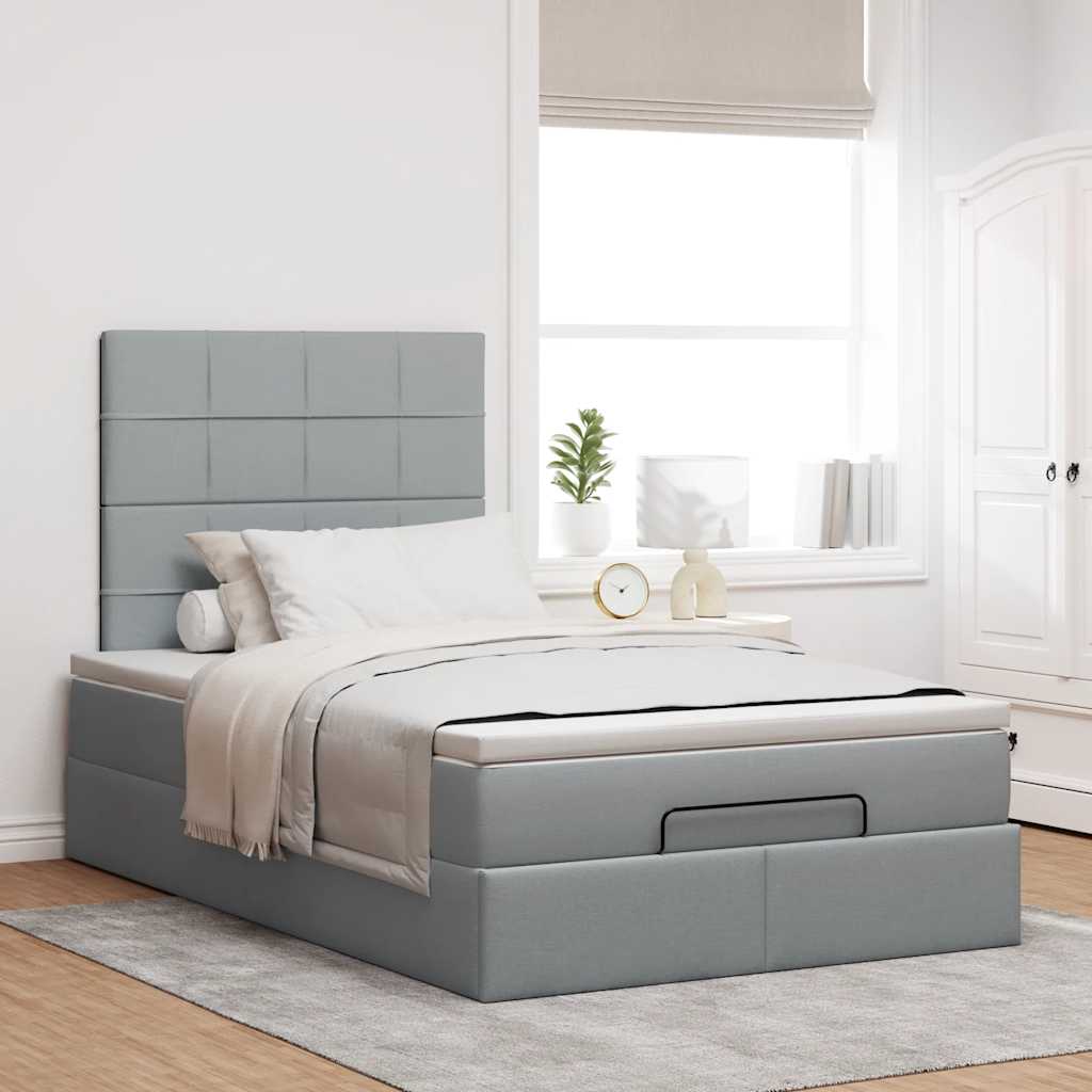 Otomanski krevet s madracem svijetlosivi 120x200 cm tkanine