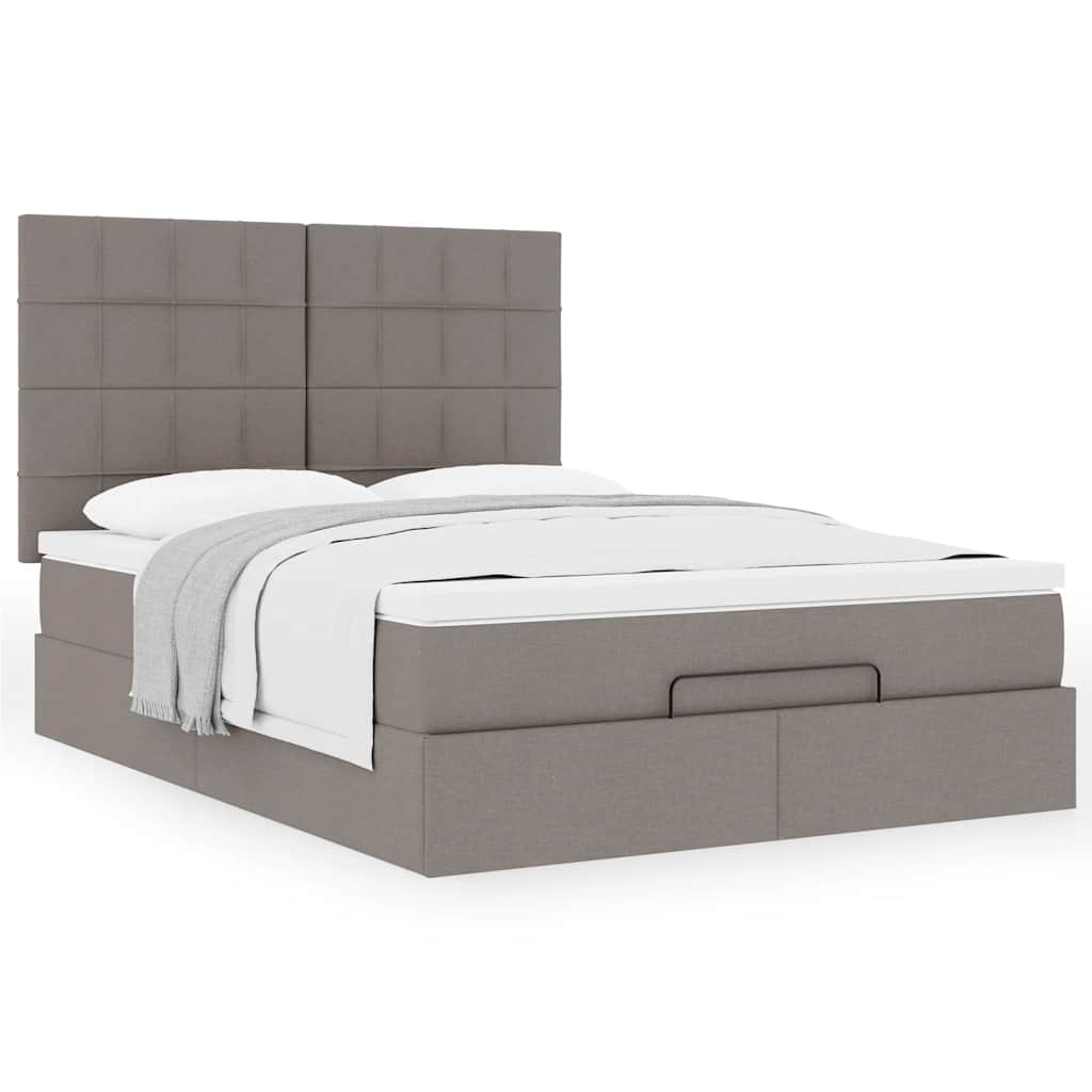 Ottoman krevet s madracem, taupe boja, 140x190 cm, tkanina
