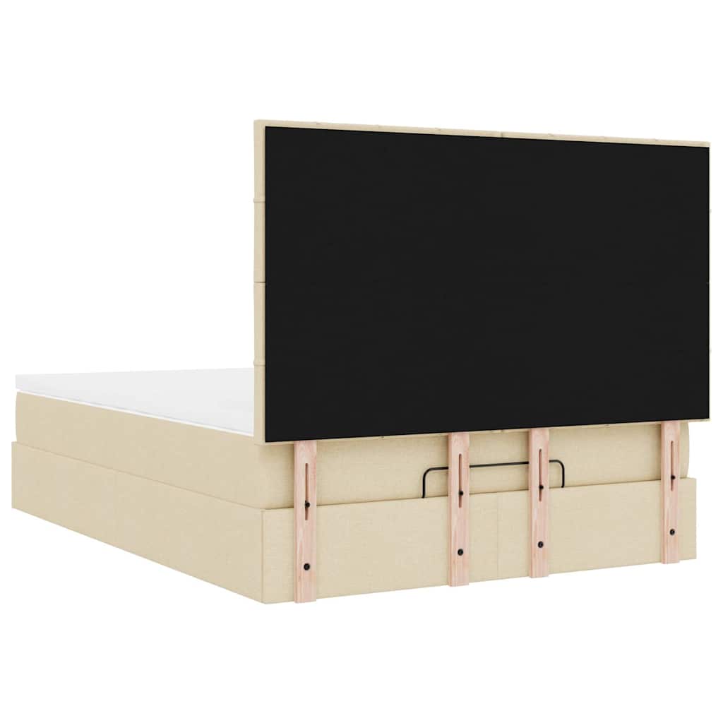 Otomanski krevet s madracem krem 140x200 cm tkanine