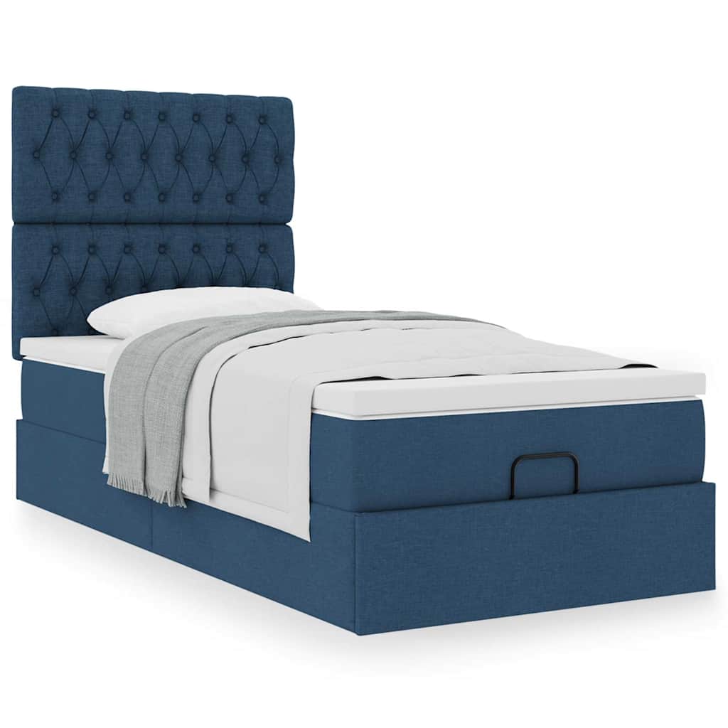 Ottoman krevet s madracem plavi 80x200 cm tkanina