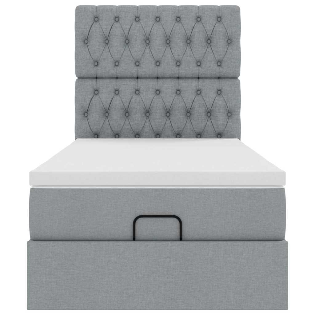 Otomanski okvir kreveta s madraca svijetlosivi 90x190cm tkanine