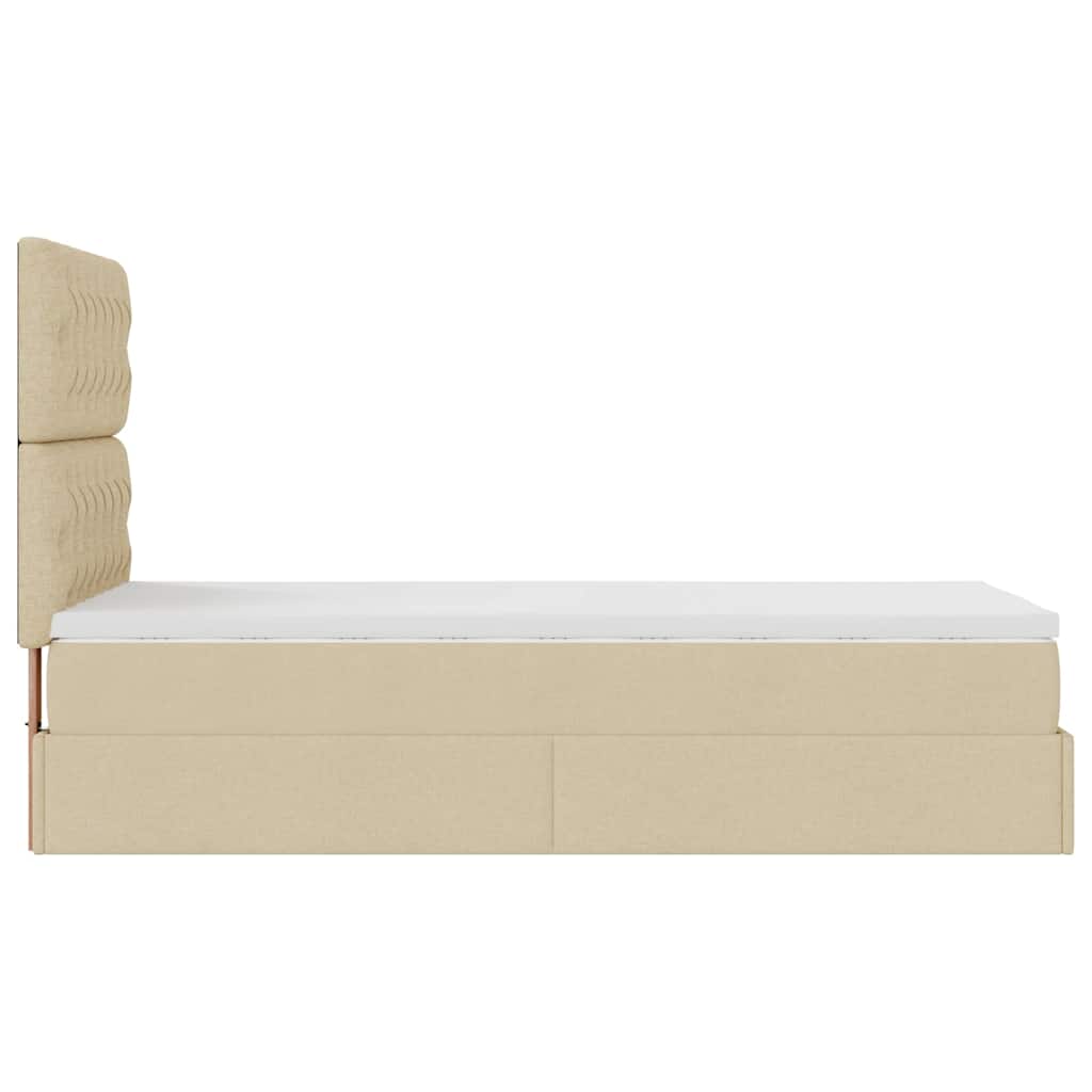 Otomanski krevet s madracem krem 90x200 cm tkanine