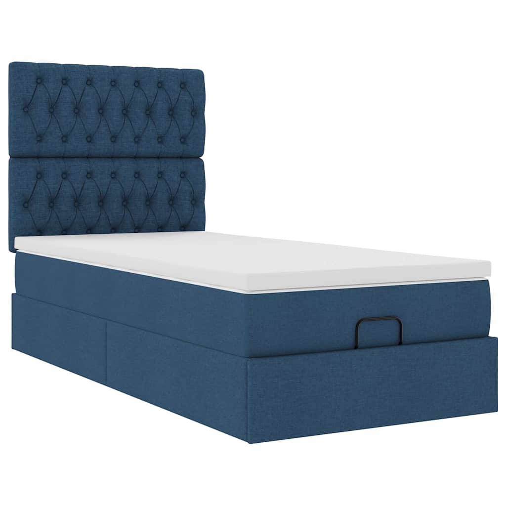 Otomanski krevet s madracem plavi 100x200 cm tkanine