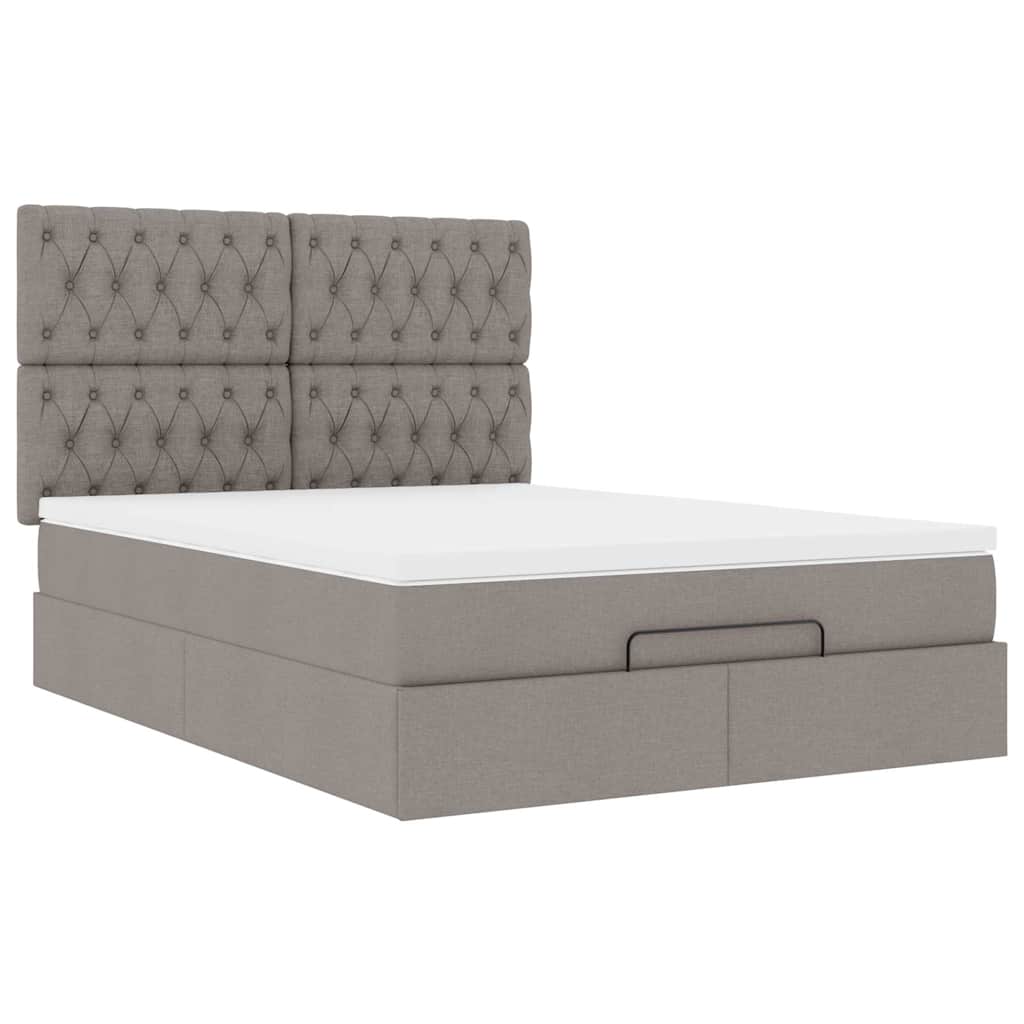 Ottoman krevet s madracem, taupe boja, 140x190 cm, tkanina