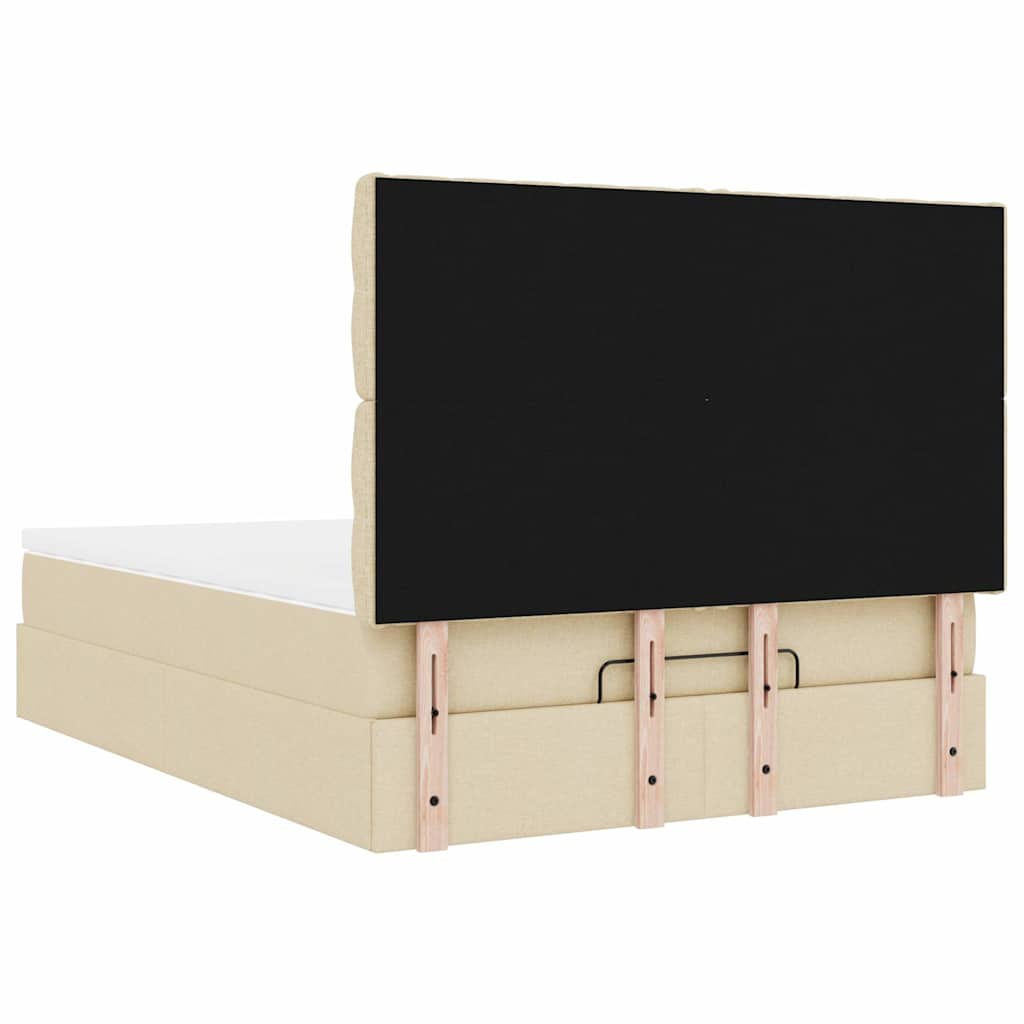Otomanski krevet s madracem krem 140x190cm od tkanine