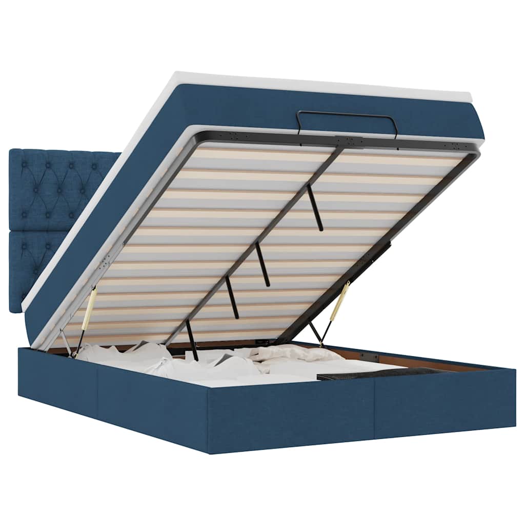 Otomanski krevet s madracem plavi 140x190cm od tkanine