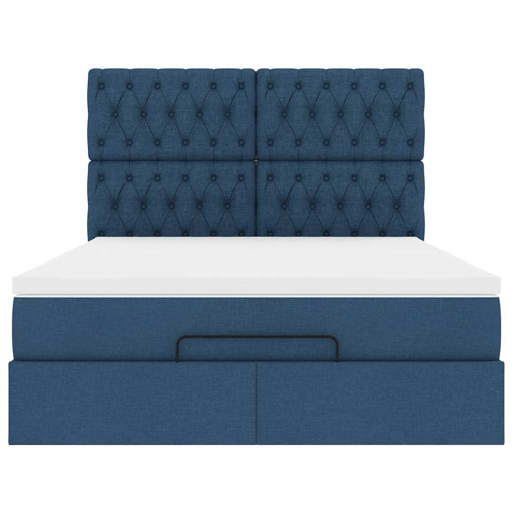 Otomanski krevet s madracem plavi 140x190cm od tkanine