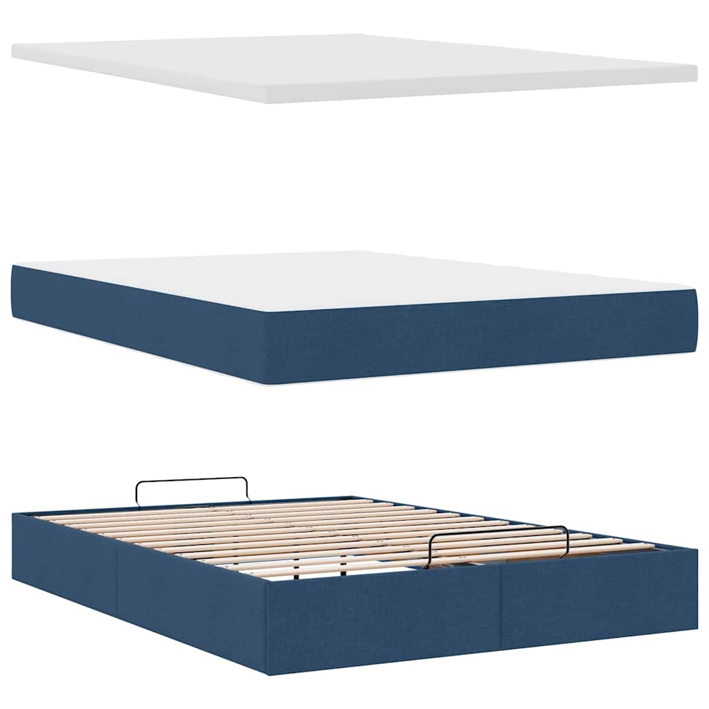 Otomanski krevet s madracem plavi 140x190cm od tkanine
