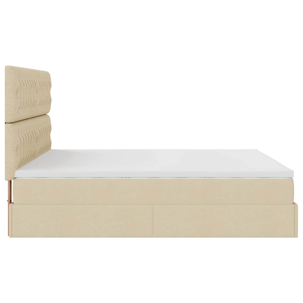 Otomanski okvir kreveta s madracima krem 200x200cm od tkanine