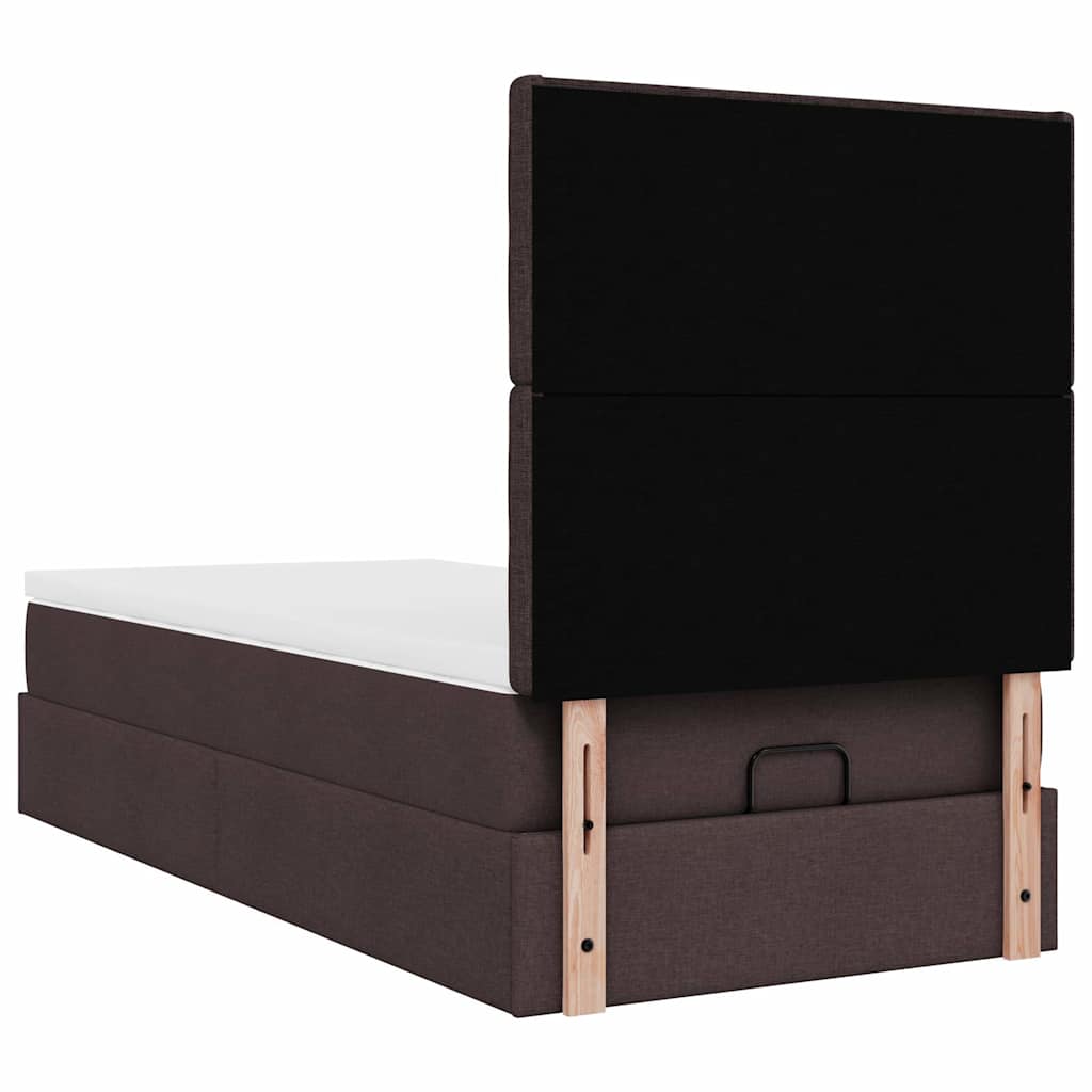 Otomanski krevet s madracem tamnosmeđi 90x200 cm tkanine