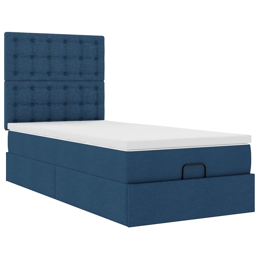 Otomanski krevet s madracem plavi 90x200 cm tkanine