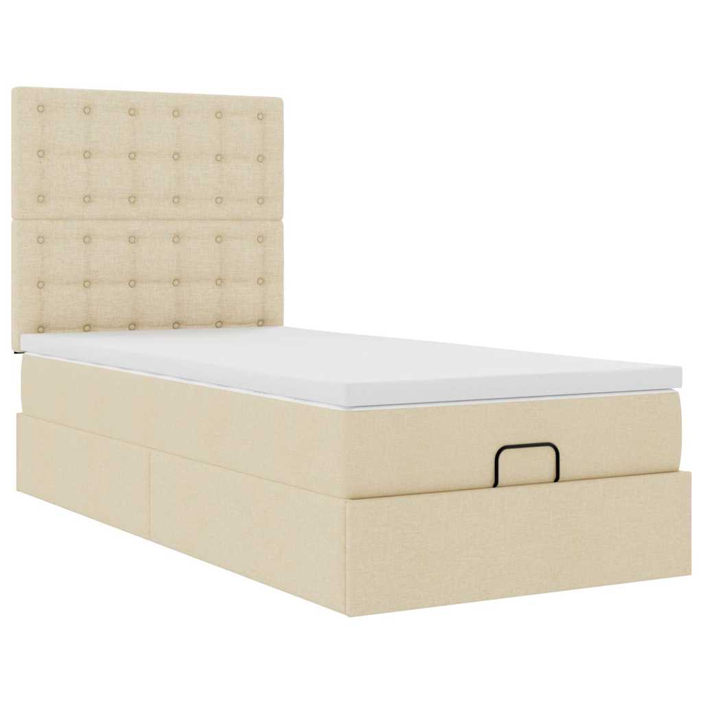 Otomanski krevet s madracem krem 100x200 cm tkanine